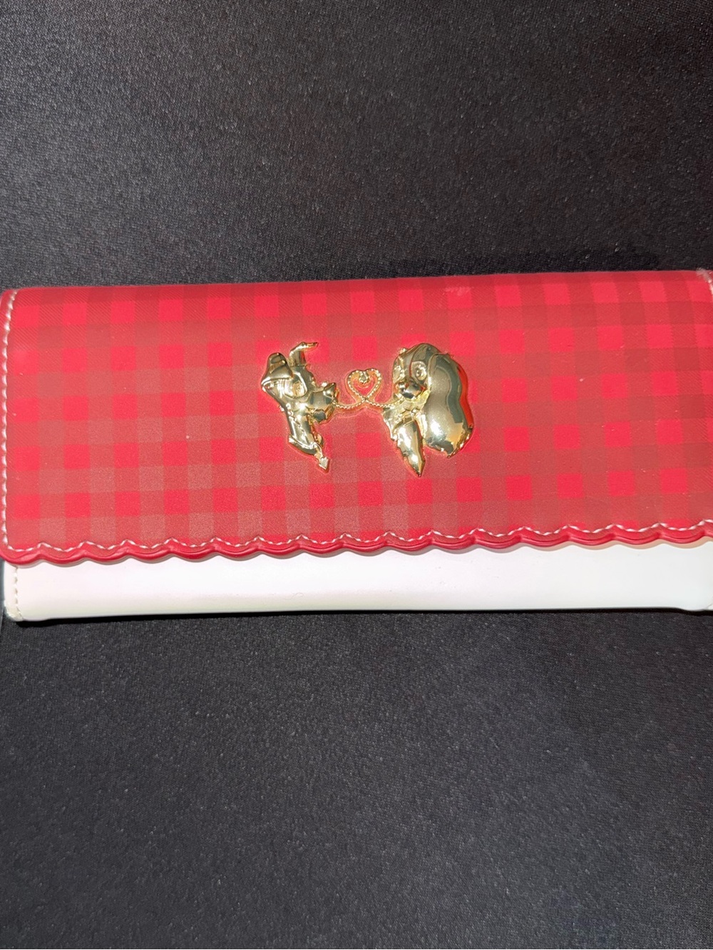 Disney x Loungefly Red Gingham and White Wallet with Gold Lady & the Tramp